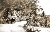 Vintage automobile on scenic curve